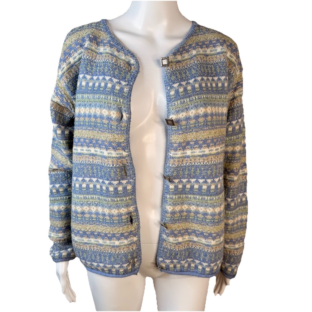 Vintage Alps Fine Womens Apparel Cardigan Sweater Made in USA Multicolor SZ-M - Picture 15 of 16